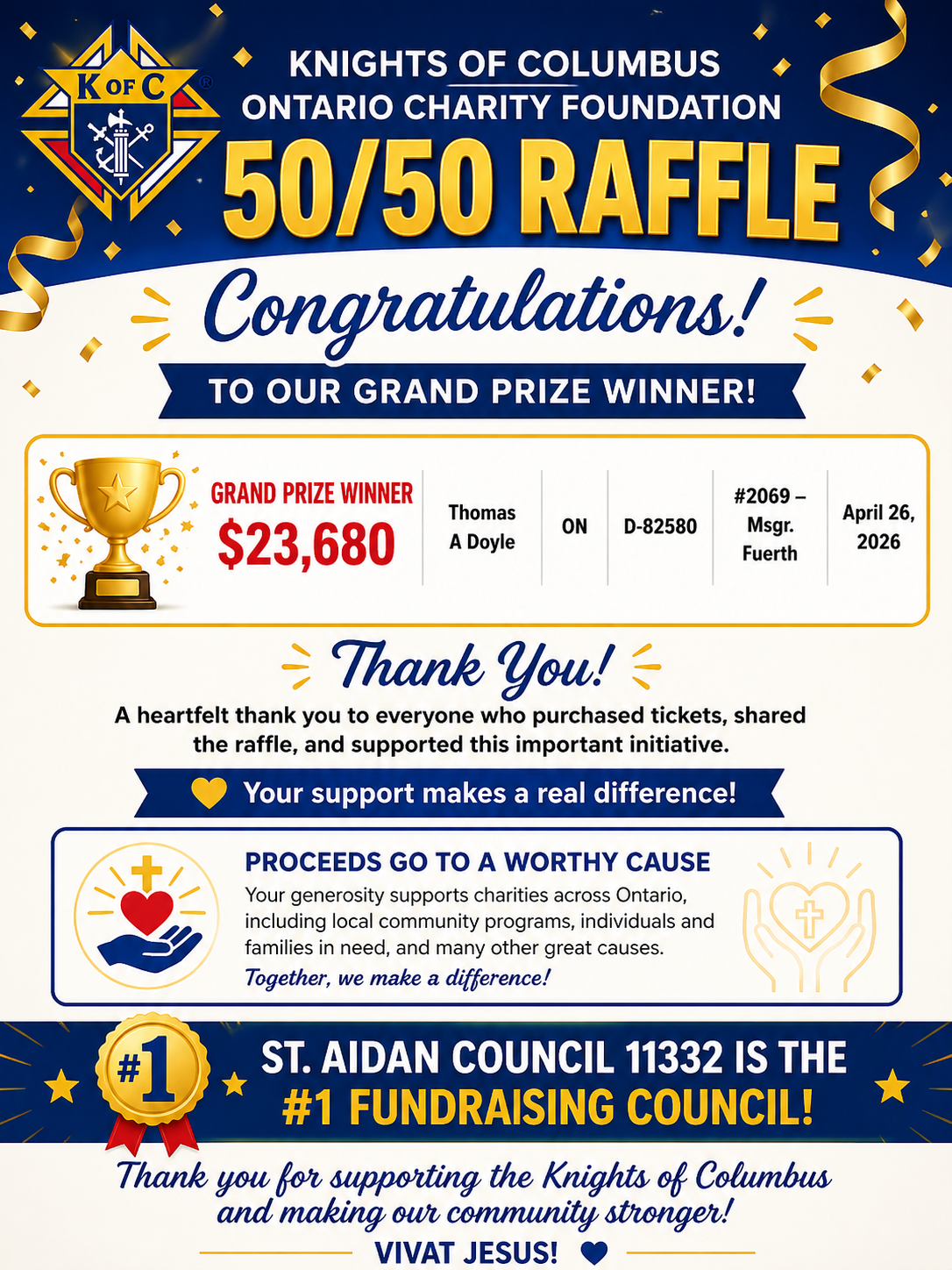 KofC 50/50 Winner 2026 b