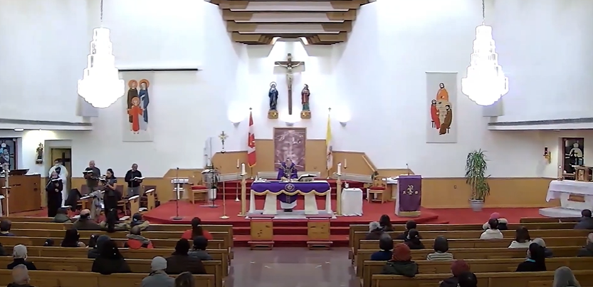 banner panoramic video of ash wednesday evening mass