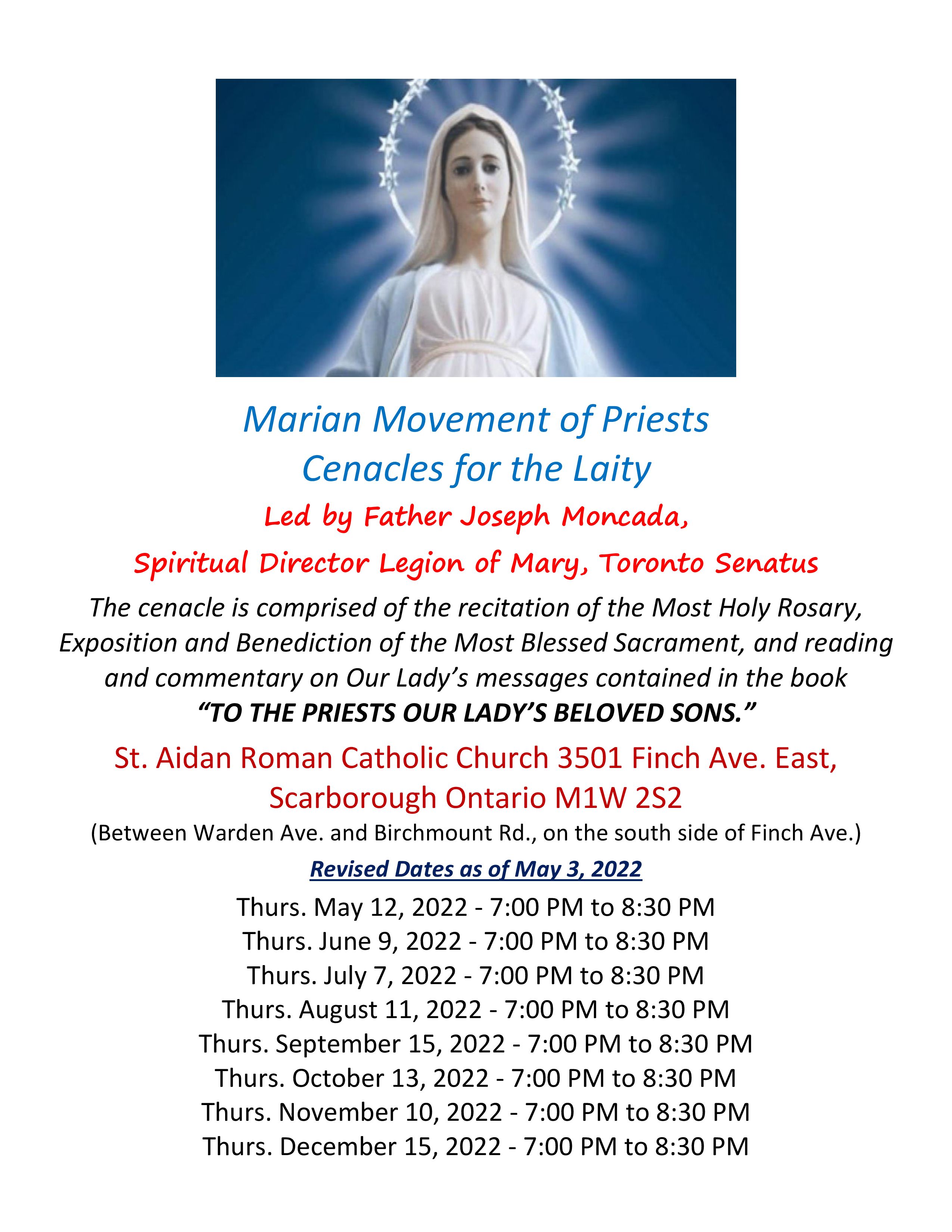 Marian Movement of Priests for the Laity revised May 24, 2022