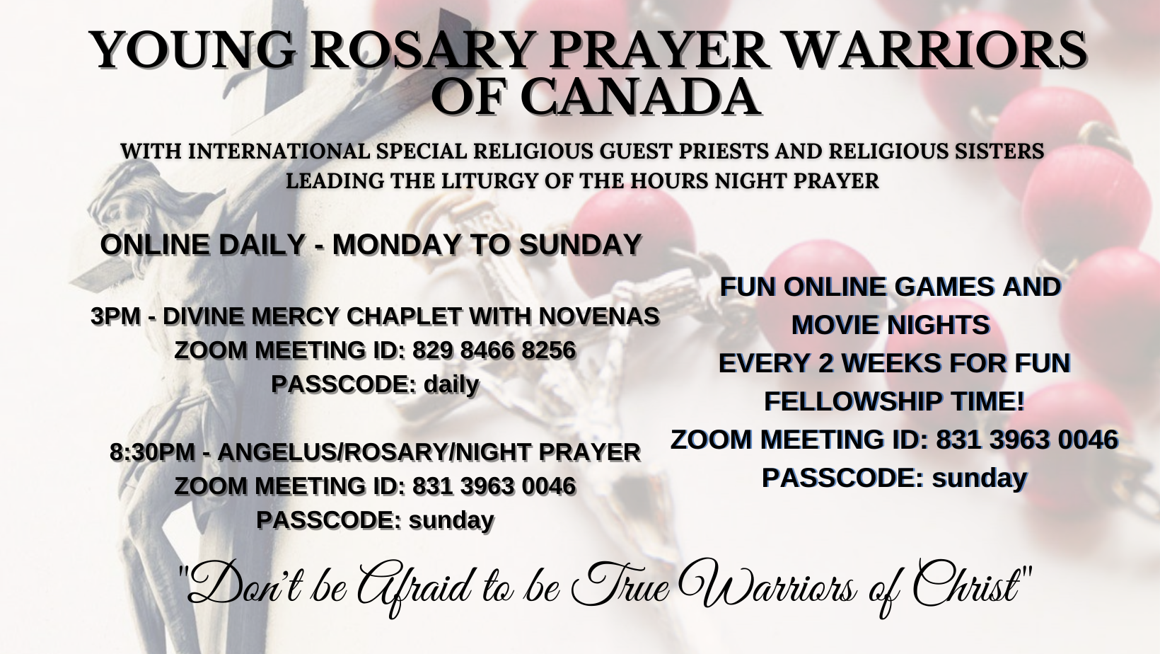 YOUNG ROSARY PRAYER WARRIORS OF CANADA POSTER